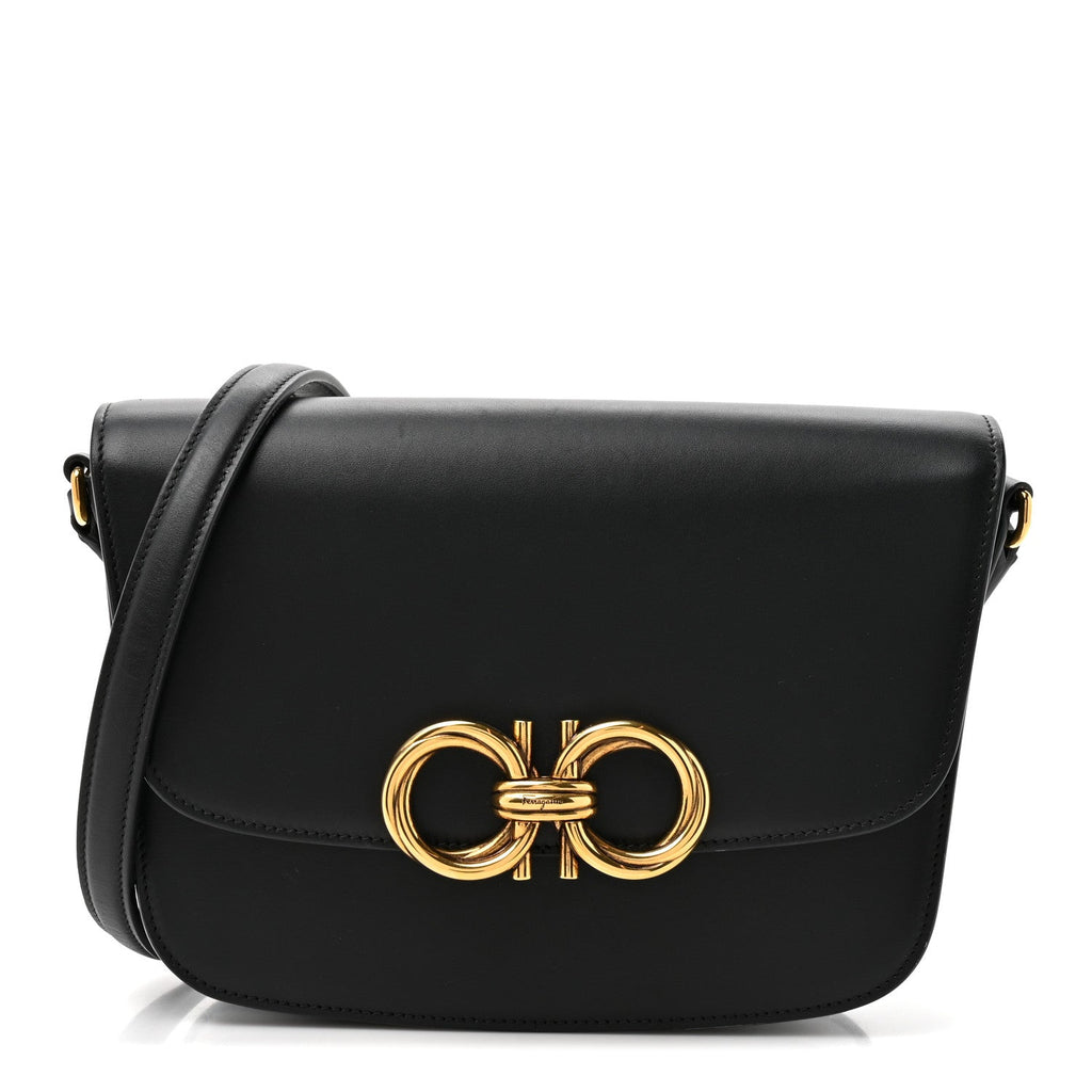 Calfskin Gancini Shoulder Bag Black