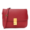 Box Calfskin Medium Classic Box Flap Bag Red