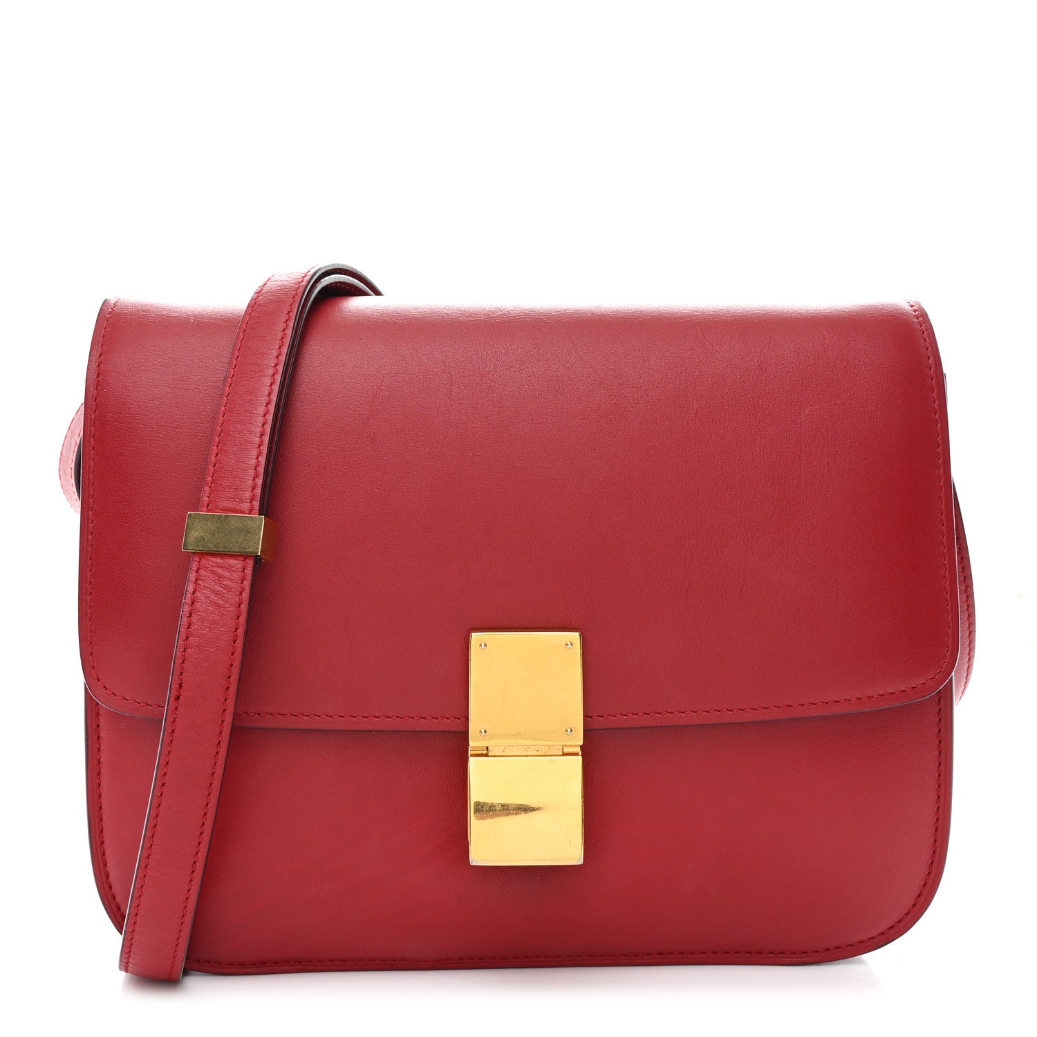Box Calfskin Medium Classic Box Flap Bag Red