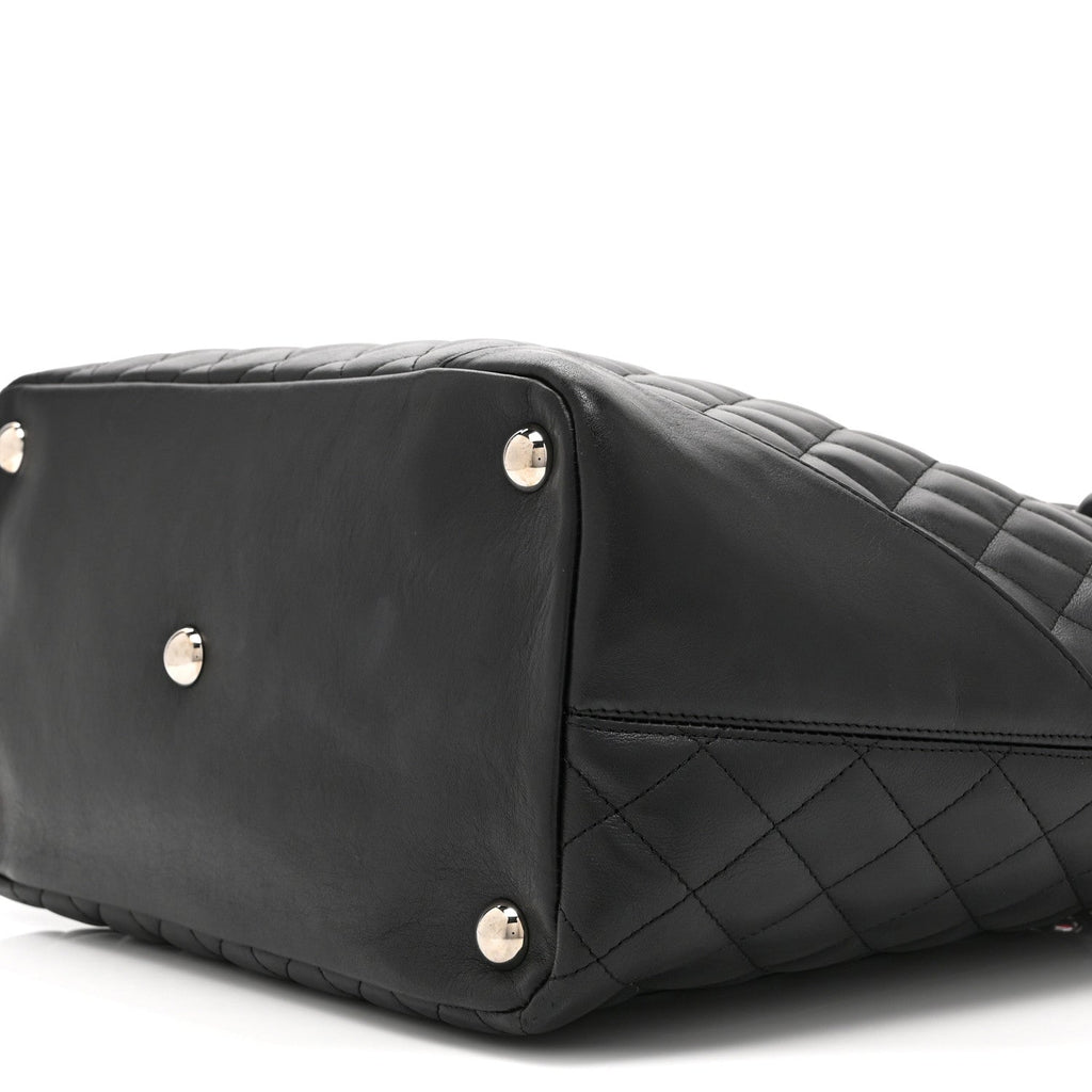 Calfskin Quilted Large Cambon Tote Black
