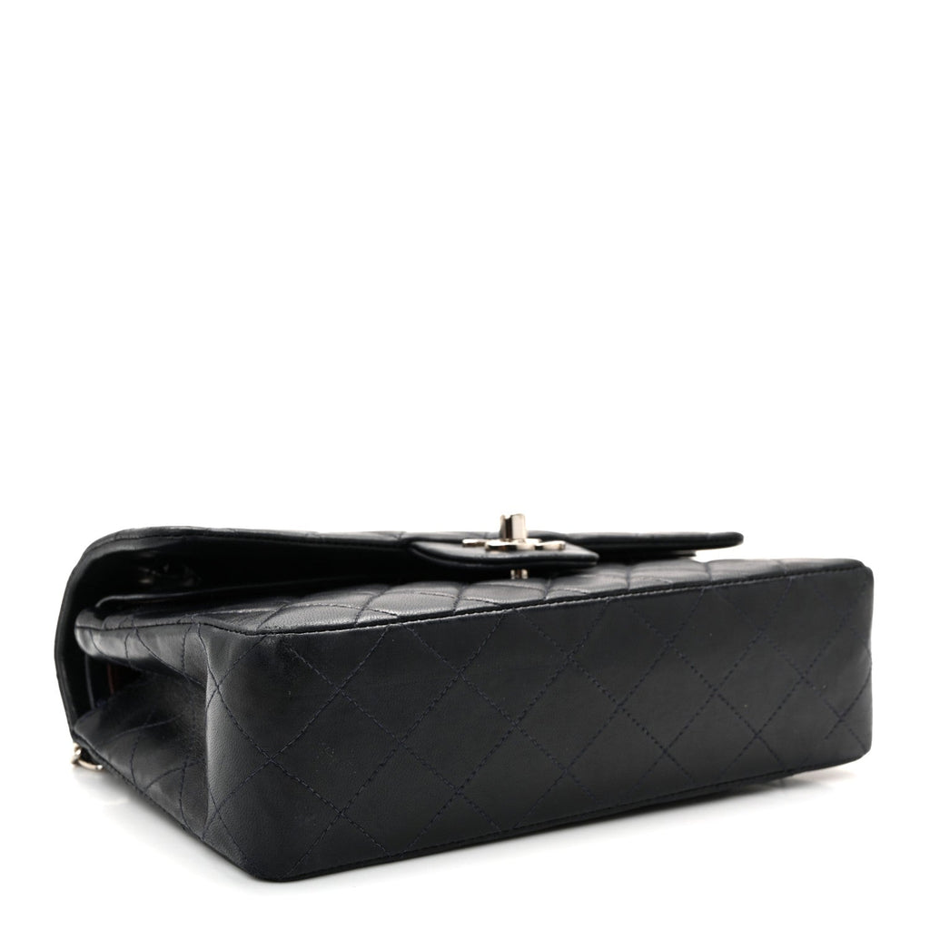 Lambskin Quilted Small Double Flap Navy