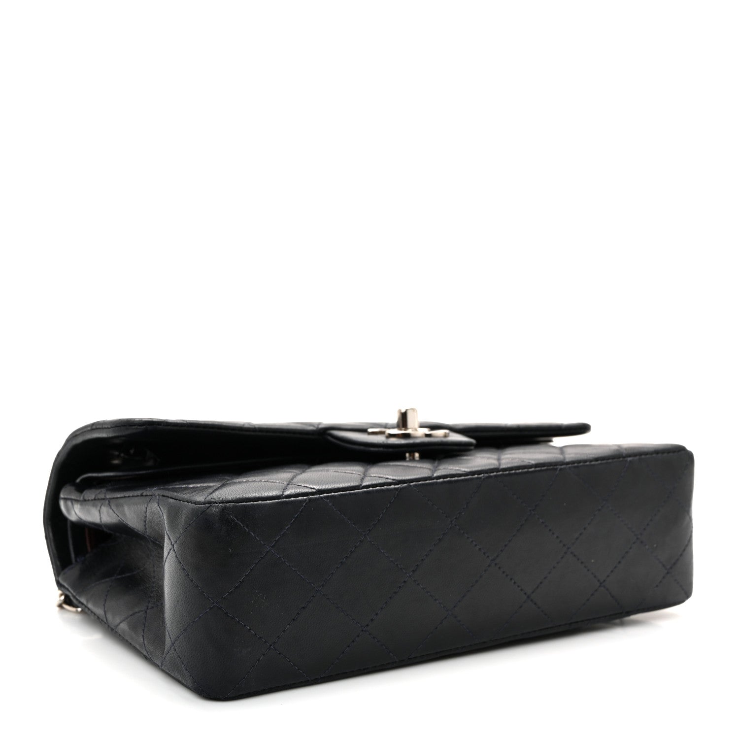 Lambskin Quilted Small Double Flap Navy