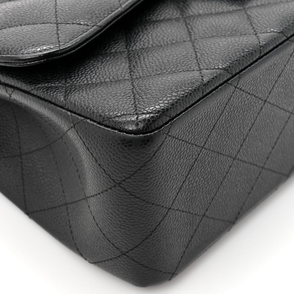 Caviar Quilted Jumbo Double Flap Black