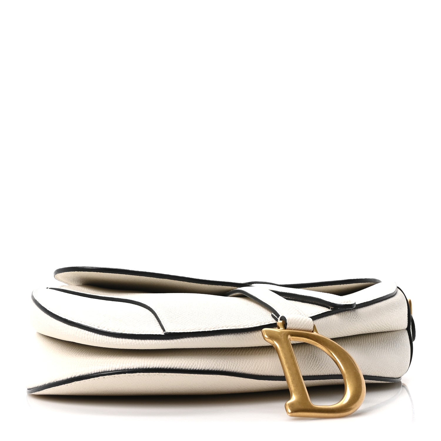 Grained Calfskin Saddle Bag White