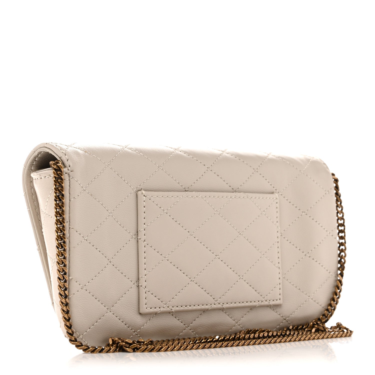 Lambskin Quilted Gaby Phone Holder Crossbody Crema Soft