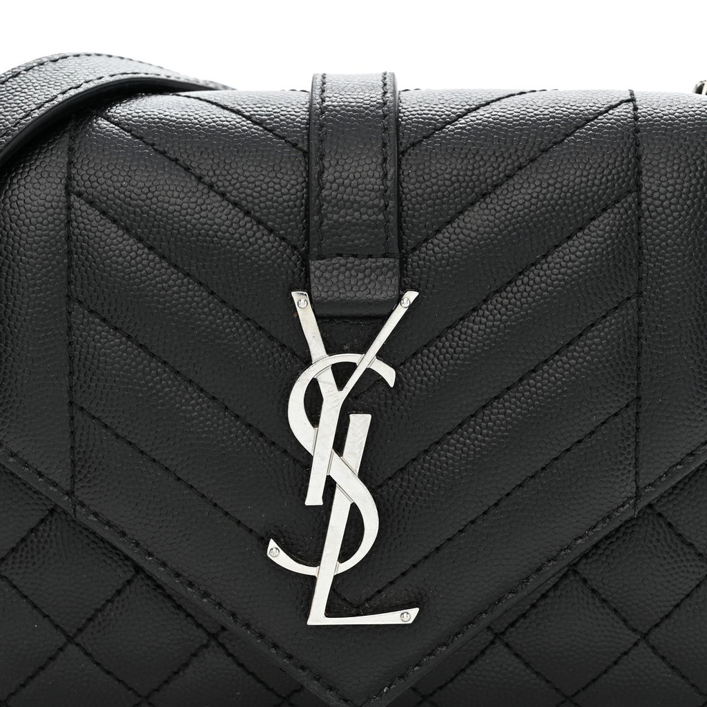 Grain De Poudre Textured Mixed Matelasse Triquilt Small Monogram Satchel Black