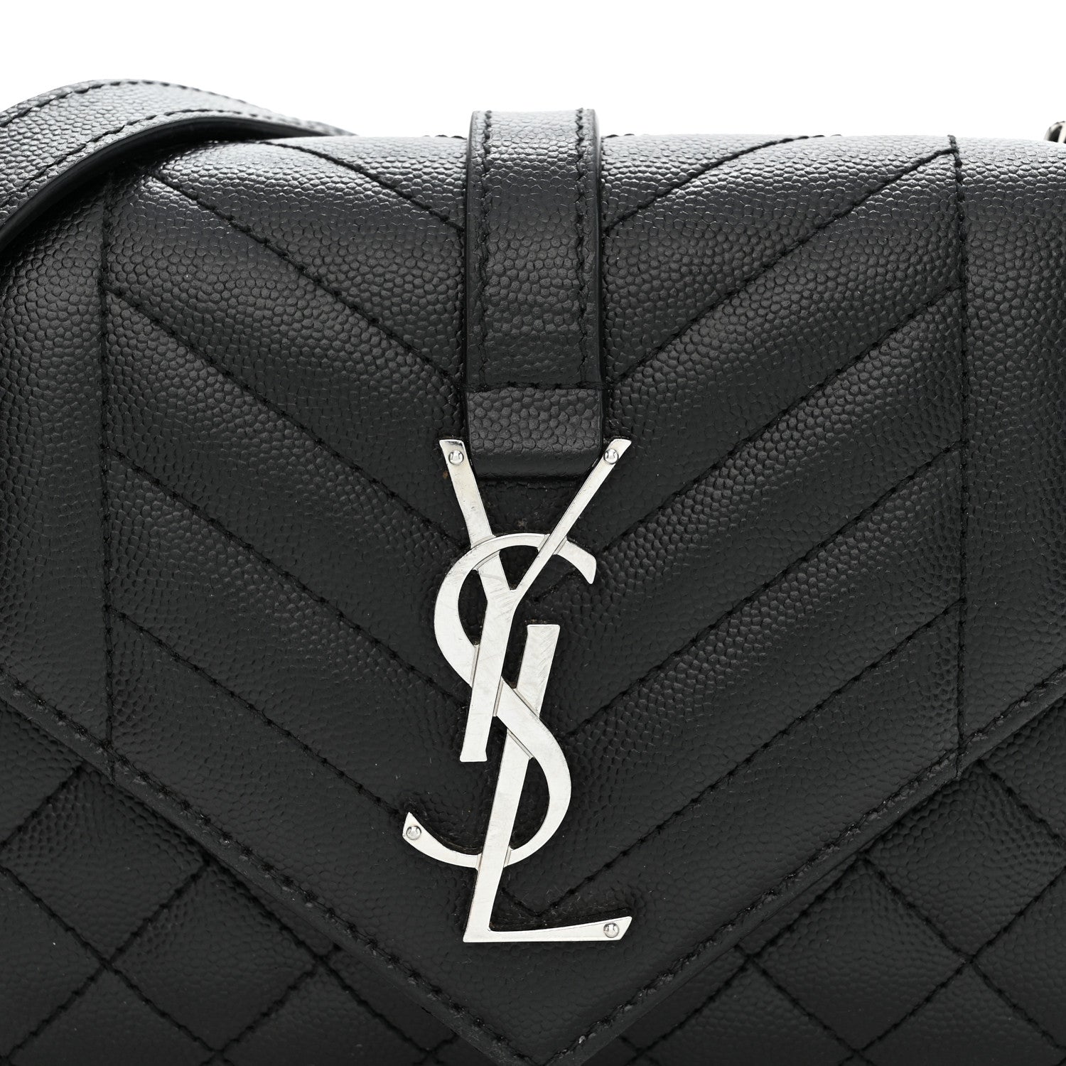 Grain De Poudre Textured Mixed Matelasse Triquilt Small Monogram Satchel Black