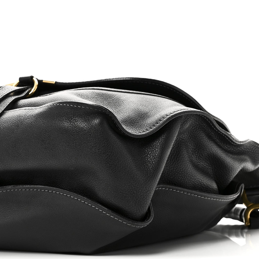 Calfskin Large Marcie Satchel Black