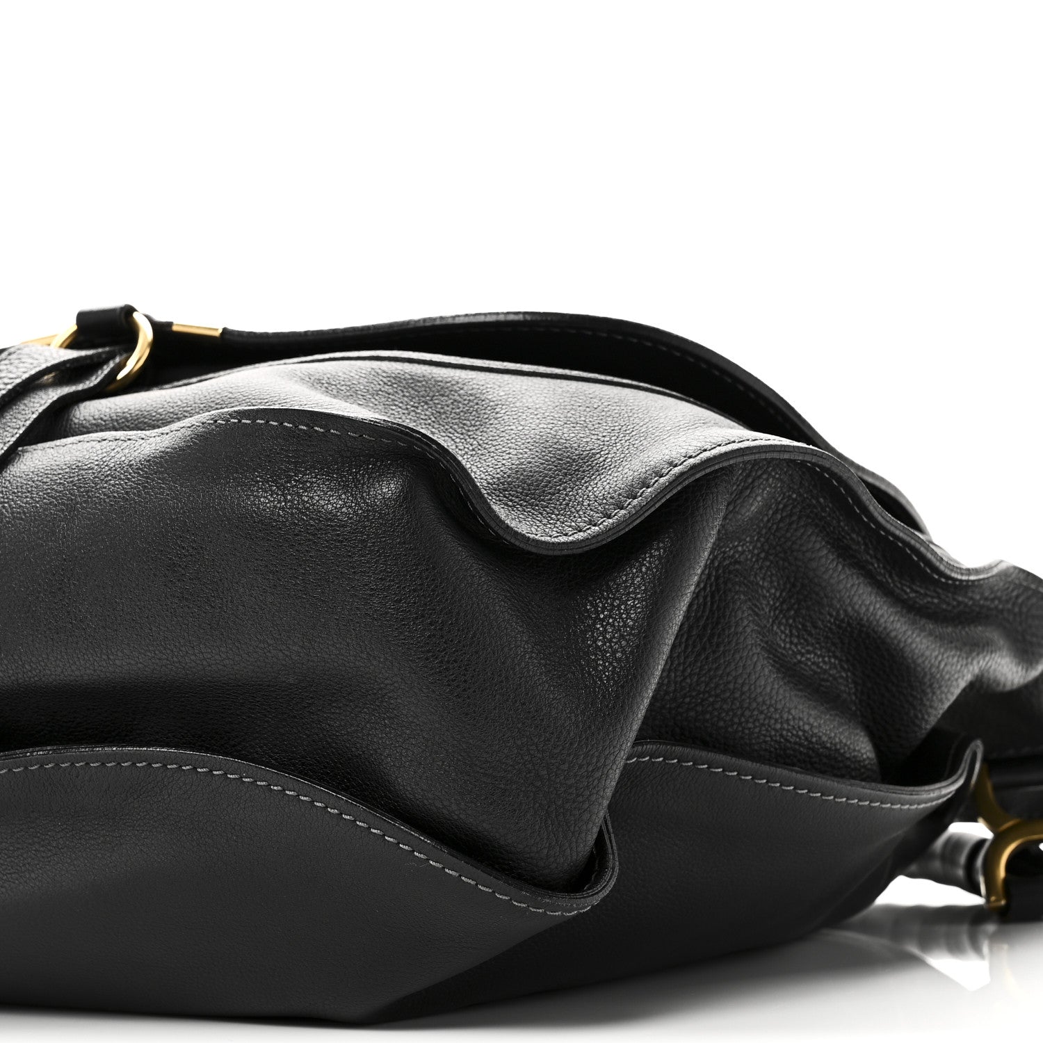 Calfskin Large Marcie Satchel Black