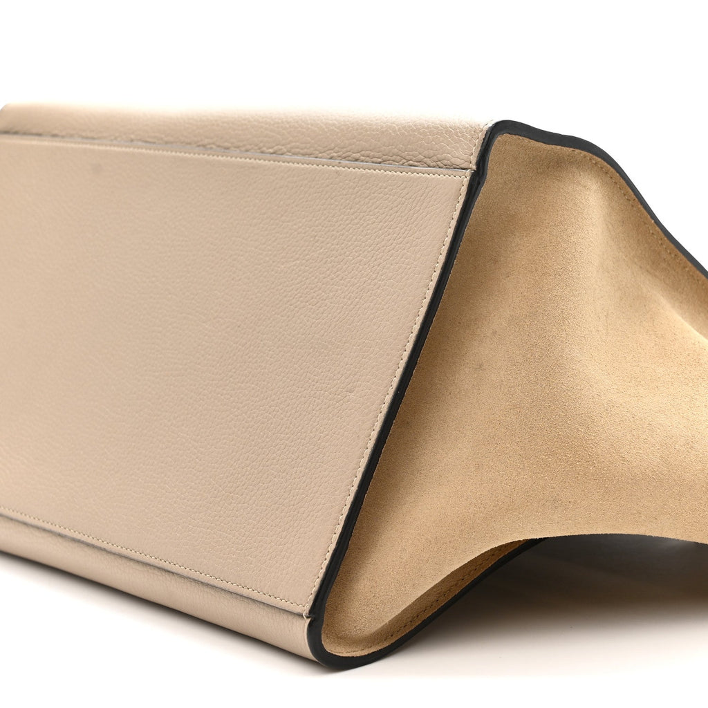 Drummed Calfskin Suede Medium Trapeze Dune