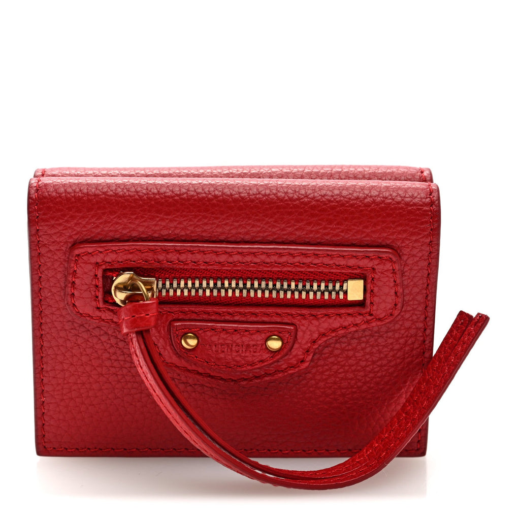 Chevre Gold Hardware City Mini Wallet Red