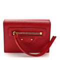 Chevre Gold Hardware City Mini Wallet Red