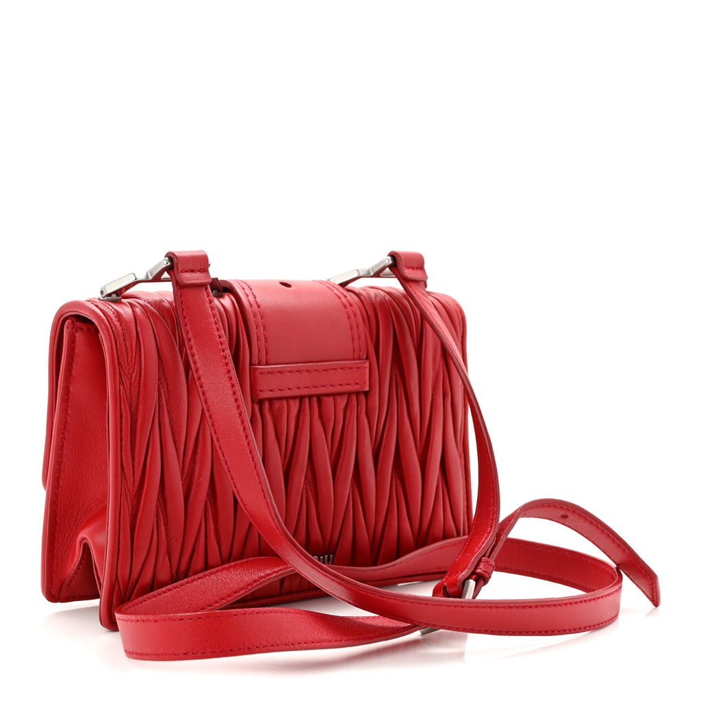 Nappa Matelasse Madras Crystal Embellished Shoulder Bag Fuoco
