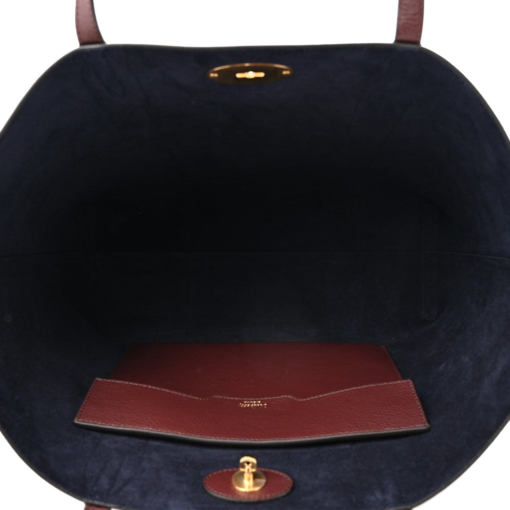 Small Classic Grain Bayswater Tote Burgundy Oxford Blue