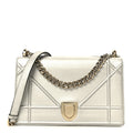 Metallic Grained Calfskin Medium Diorama Flap Bag Silver