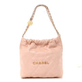 Shiny Calfskin Quilted Small Chanel 22 Light Pink