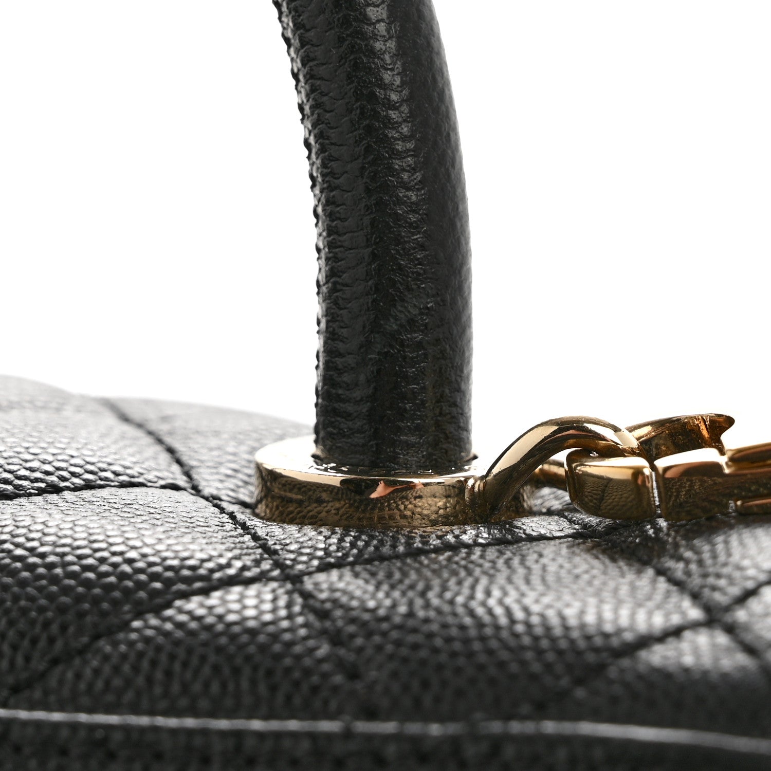 Caviar Quilted Small Coco Handle Flap Black