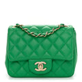 Lambskin Quilted Mini Square Flap Green