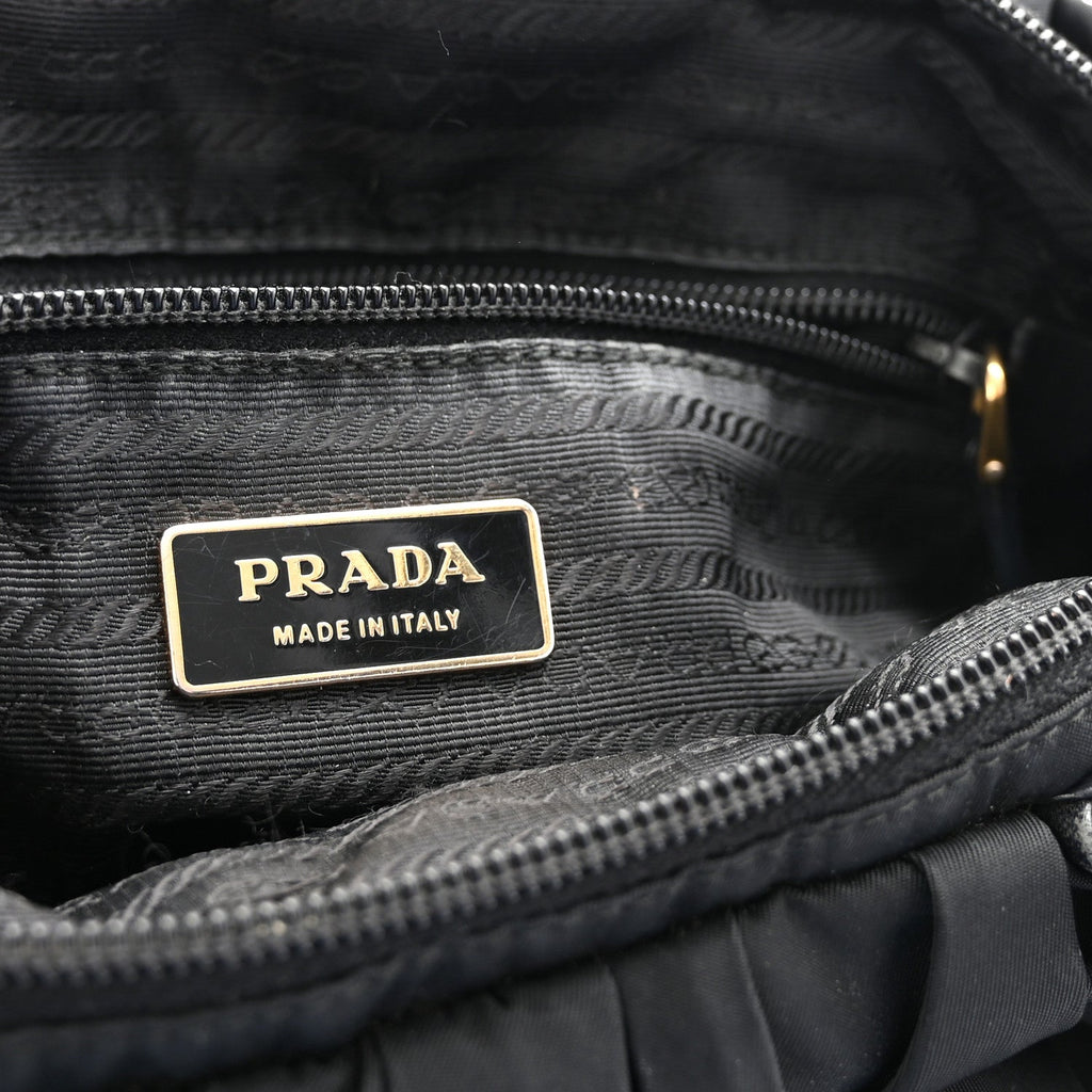 Tessuto Nylon Bow Shoulder Bag Black