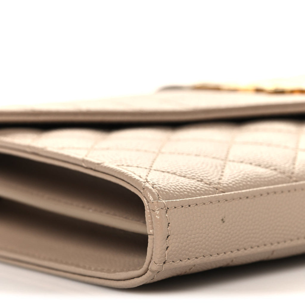Grain De Poudre Mixed Matelasse Triquilt Monogram Chain Wallet Dark Beige