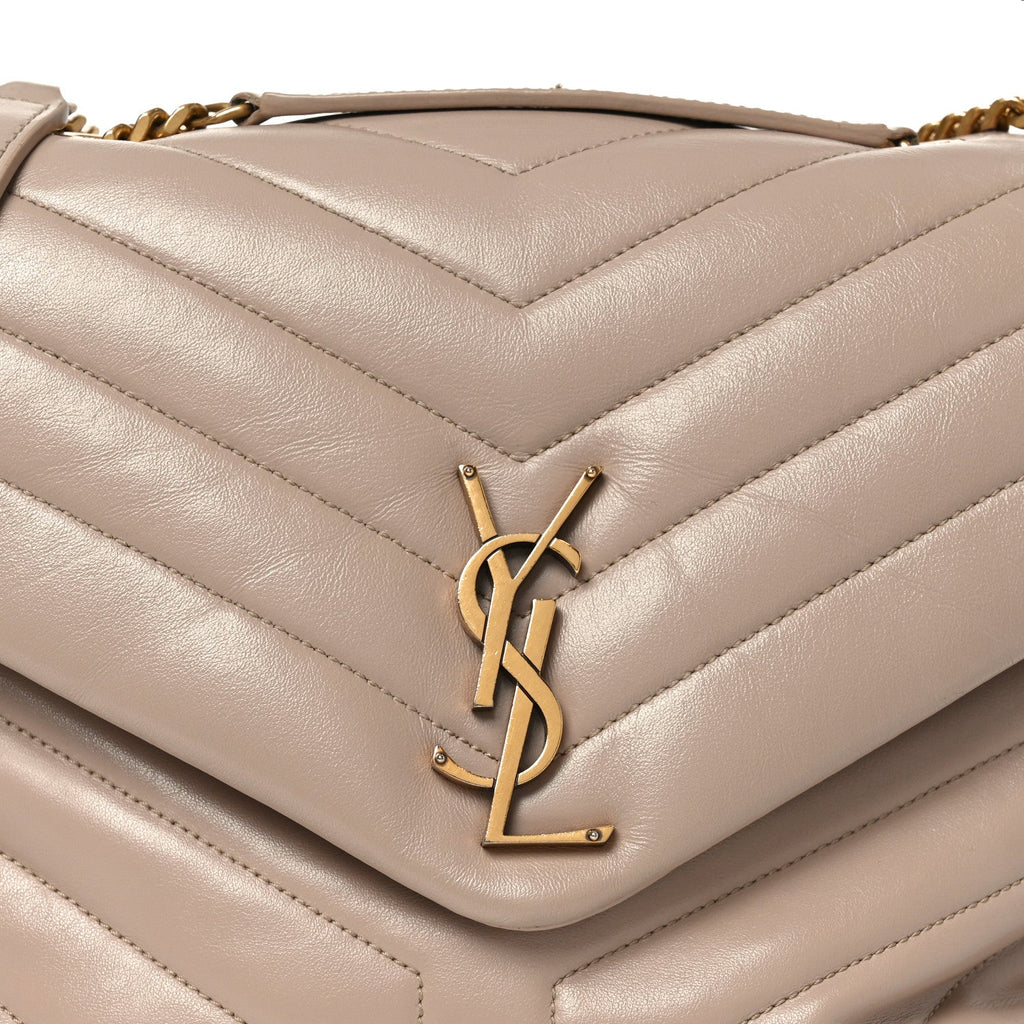 Calfskin Y Quilted Monogram Medium Loulou Chain Satchel Dark Beige