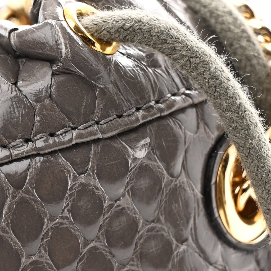 Snakeskin Mini Zumi Bucket Bag Dusty Grey