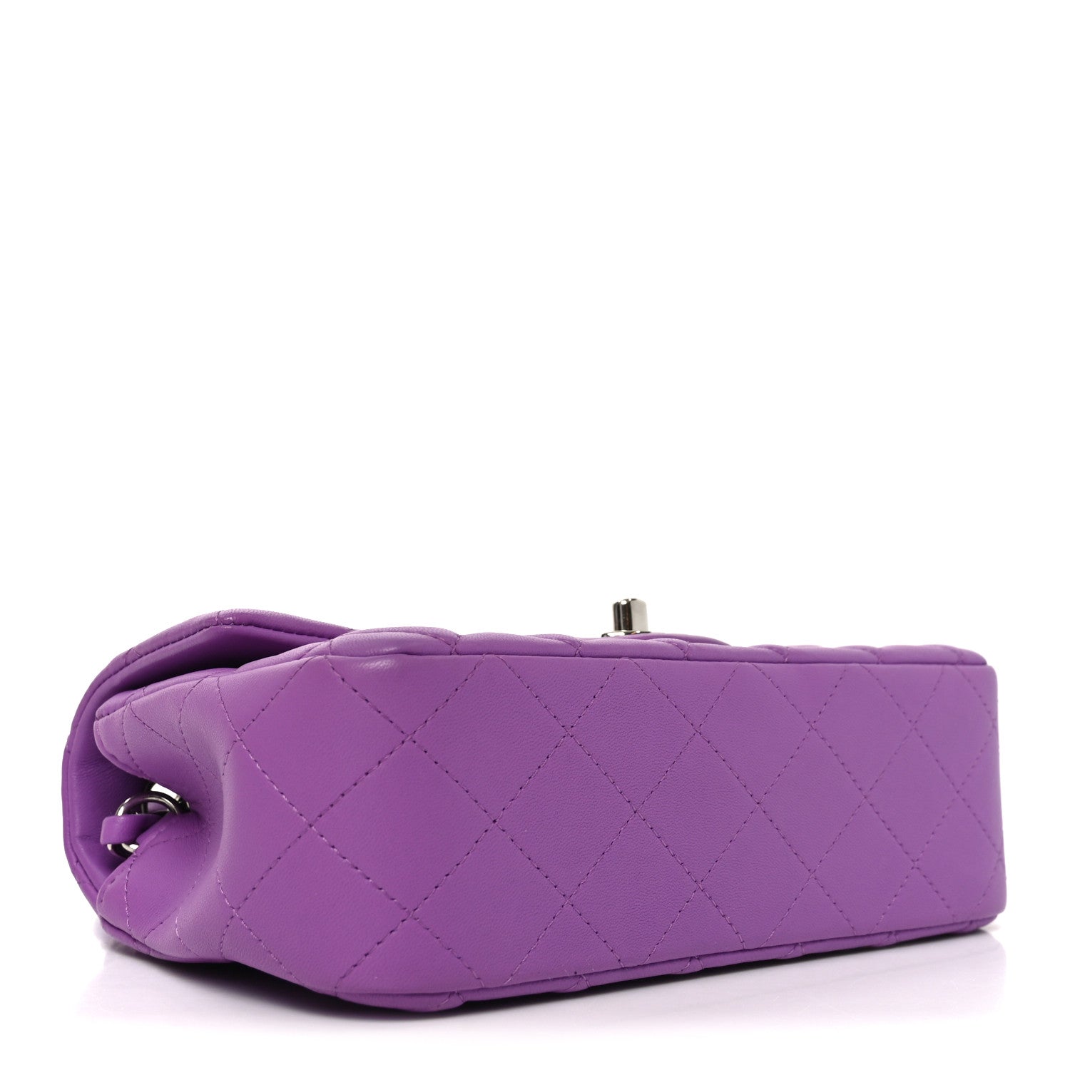 Lambskin Quilted Mini Rectangular Flap Purple