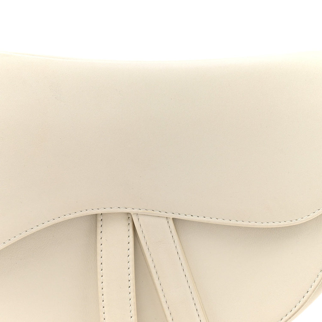 Ultra Matte Calfskin Saddle Bag Off White