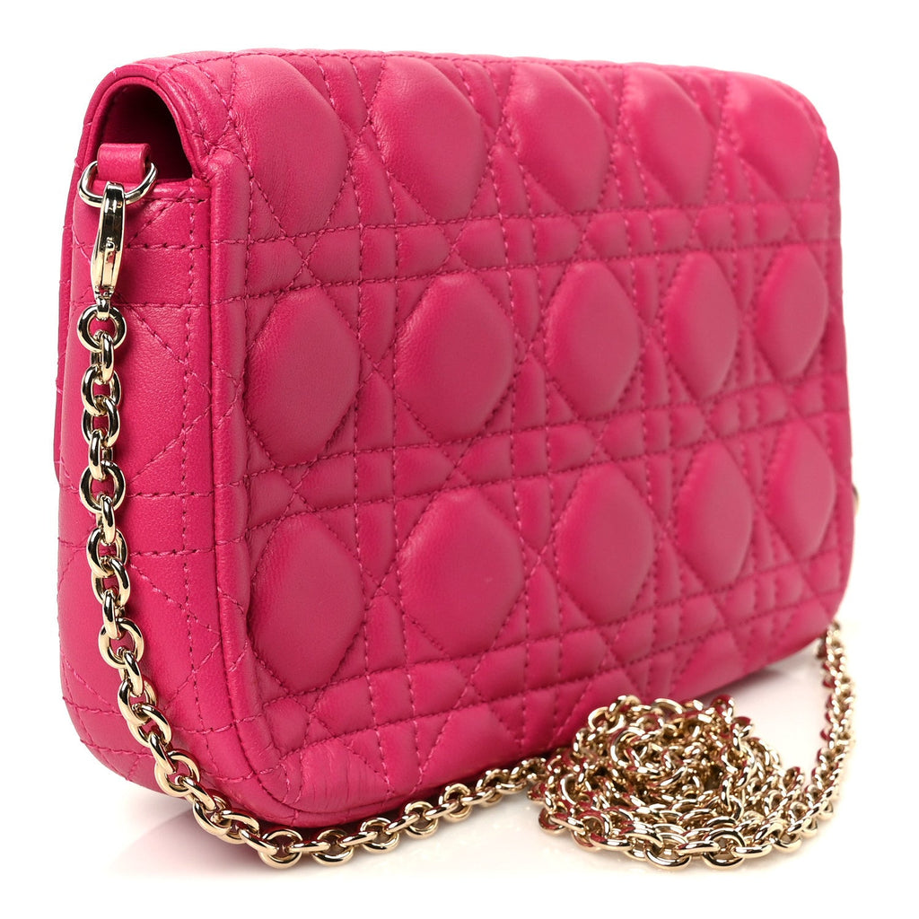Lambskin Cannage Miss Dior Promenade Pouch Fuchsia