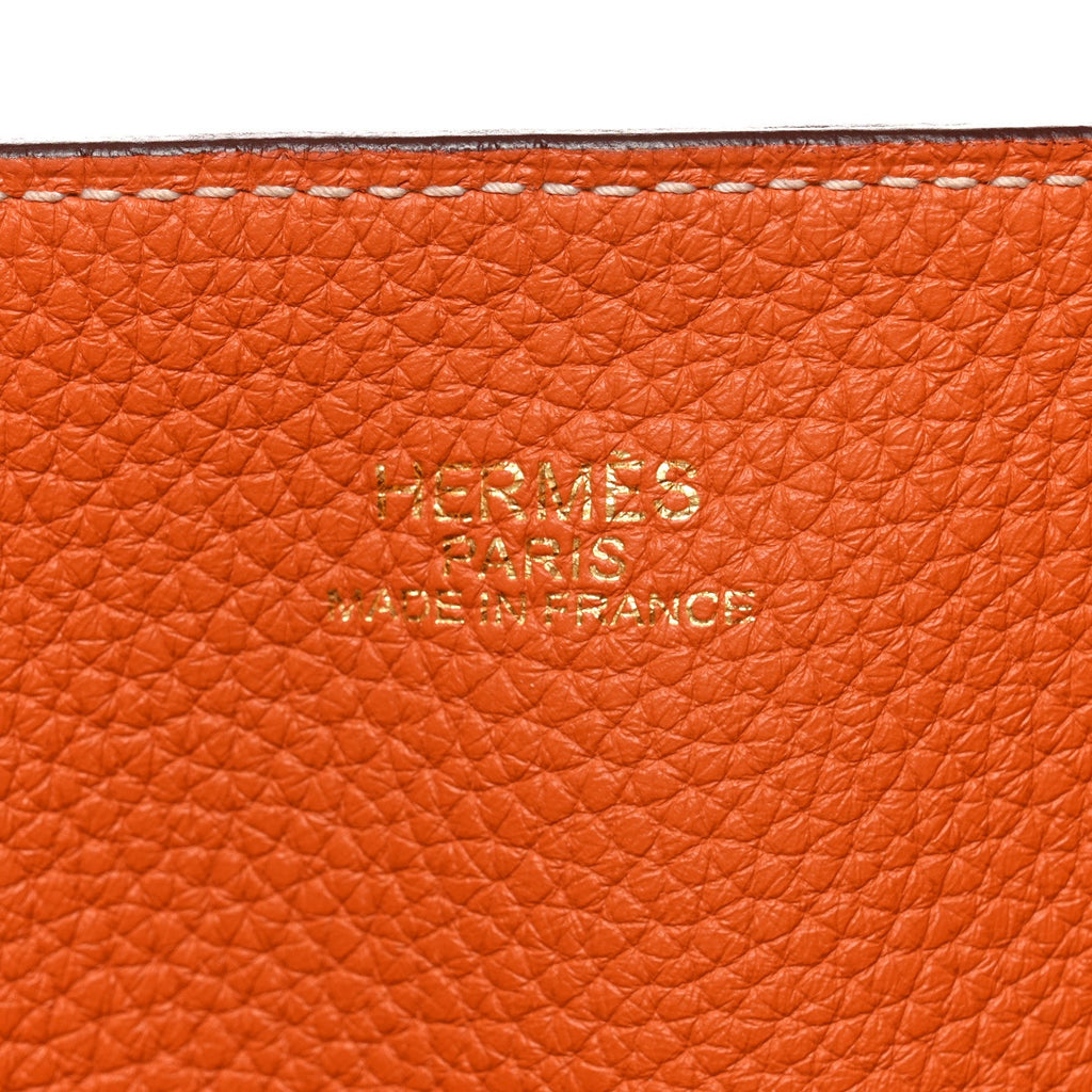 Taurillon Clemence Double Sens 45 Reversible Tote Orange Gold