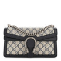 GG Supreme Monogram Textured Dollar Calfskin Small Rectangular Dionysus Shoulder Bag Beige Blue