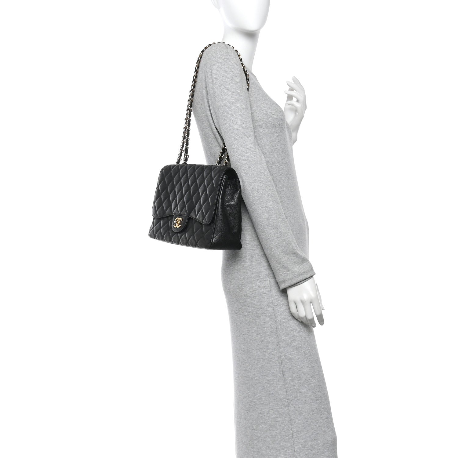Caviar Quilted Jumbo Single Flap Black