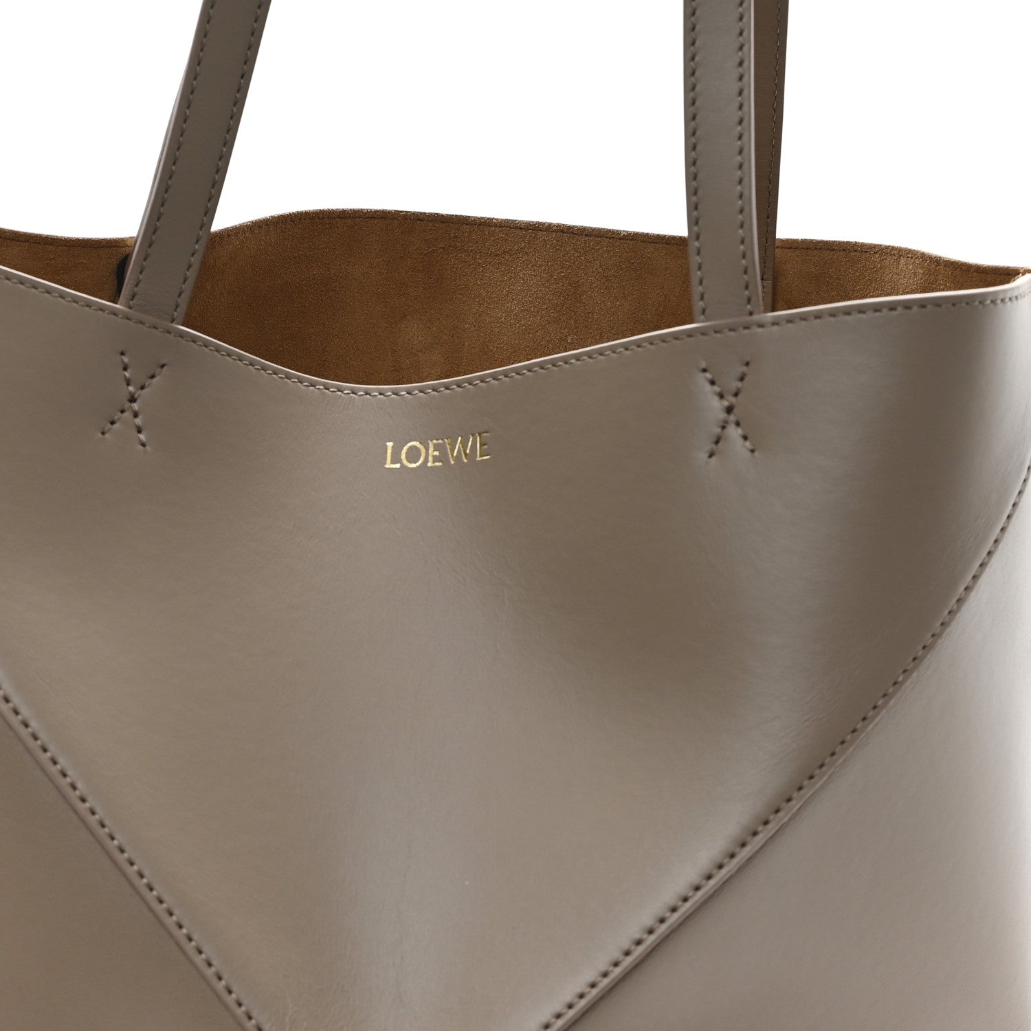 Shiny Calfskin Medium Puzzle Fold Tote Sand
