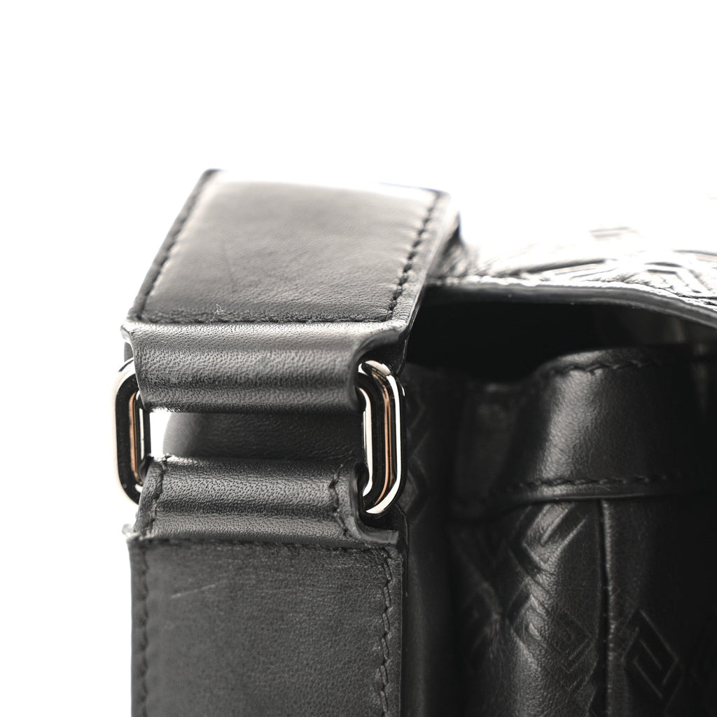 Calfskin Embossed Medusa Messenger Bag Black
