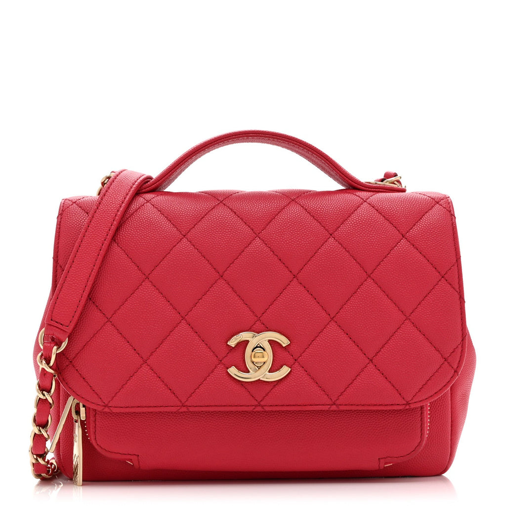 Caviar Quilted Medium Business Affinity Flap Red