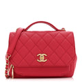 Caviar Quilted Medium Business Affinity Flap Red