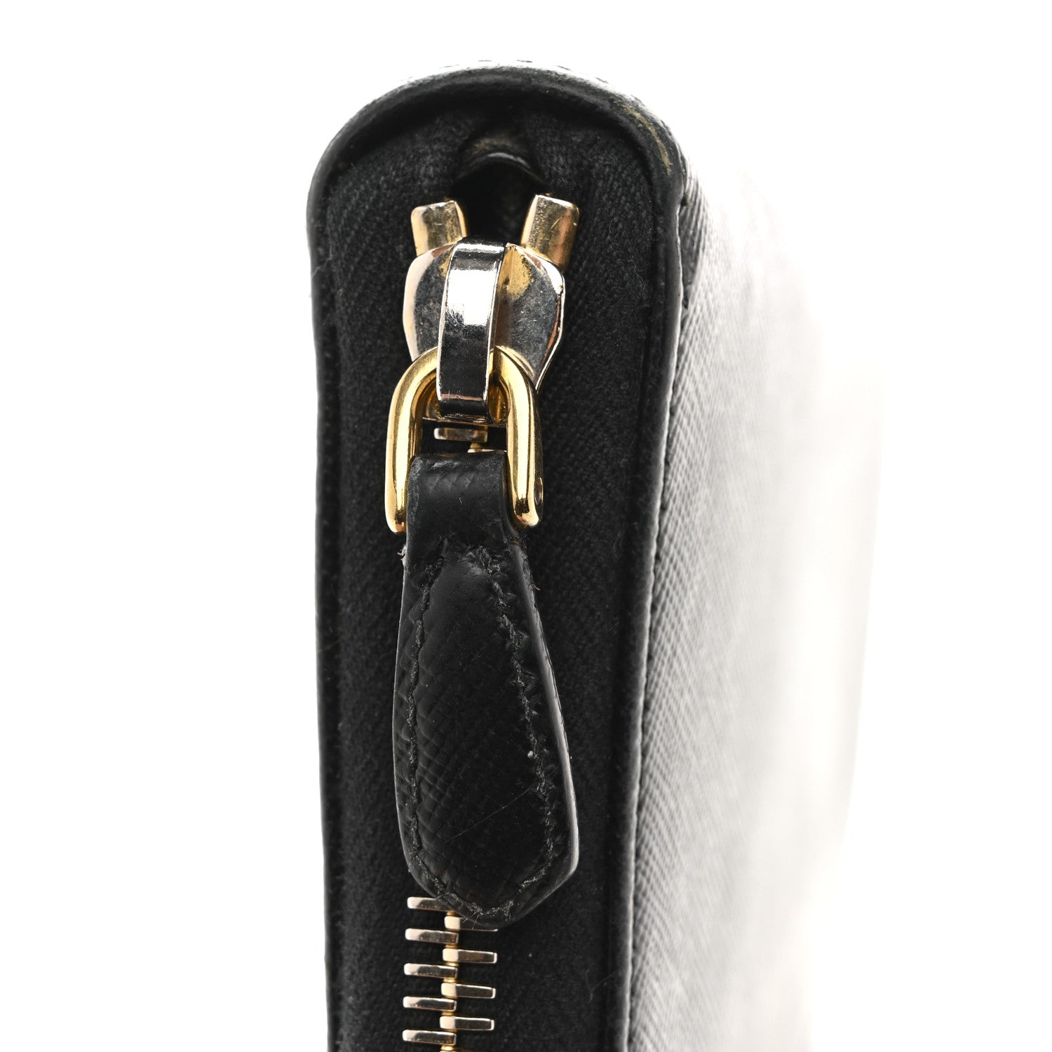 Saffiano Metal Zip Around Wallet Black