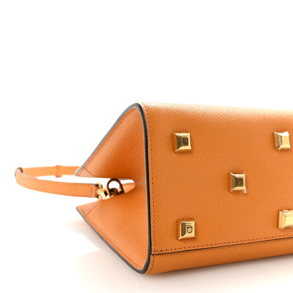 Hammered Calfskin Small The Studio Box Bag  Olivello