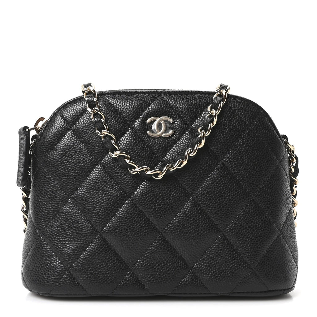 Caviar Quilted Classic Clutch With Chain Black