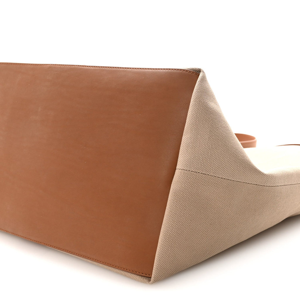 Canvas Calfskin Y Tote Tan Natural