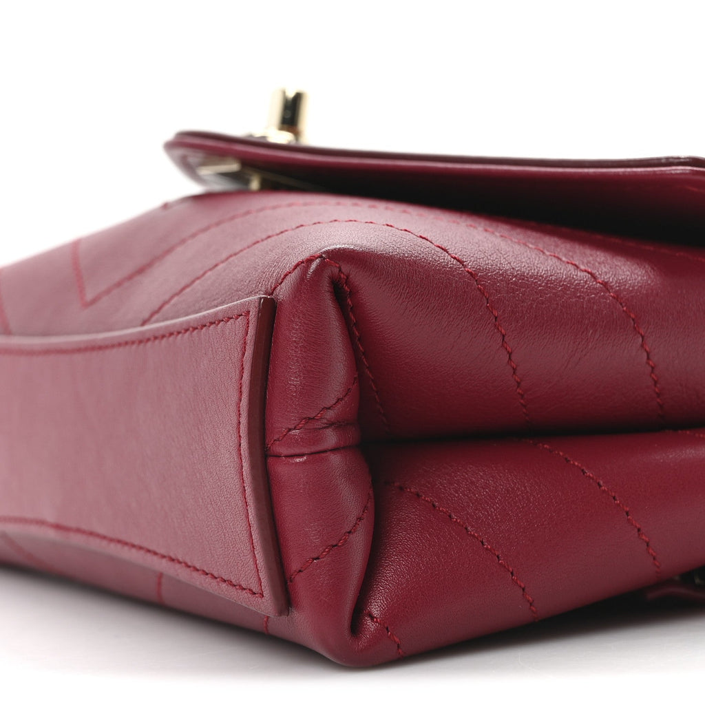Calfskin Chevron Stitched Coco Waist Bag Red