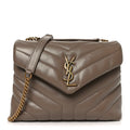 Calfskin Y Quilted Monogram Small Loulou Chain Satchel Dark Beige