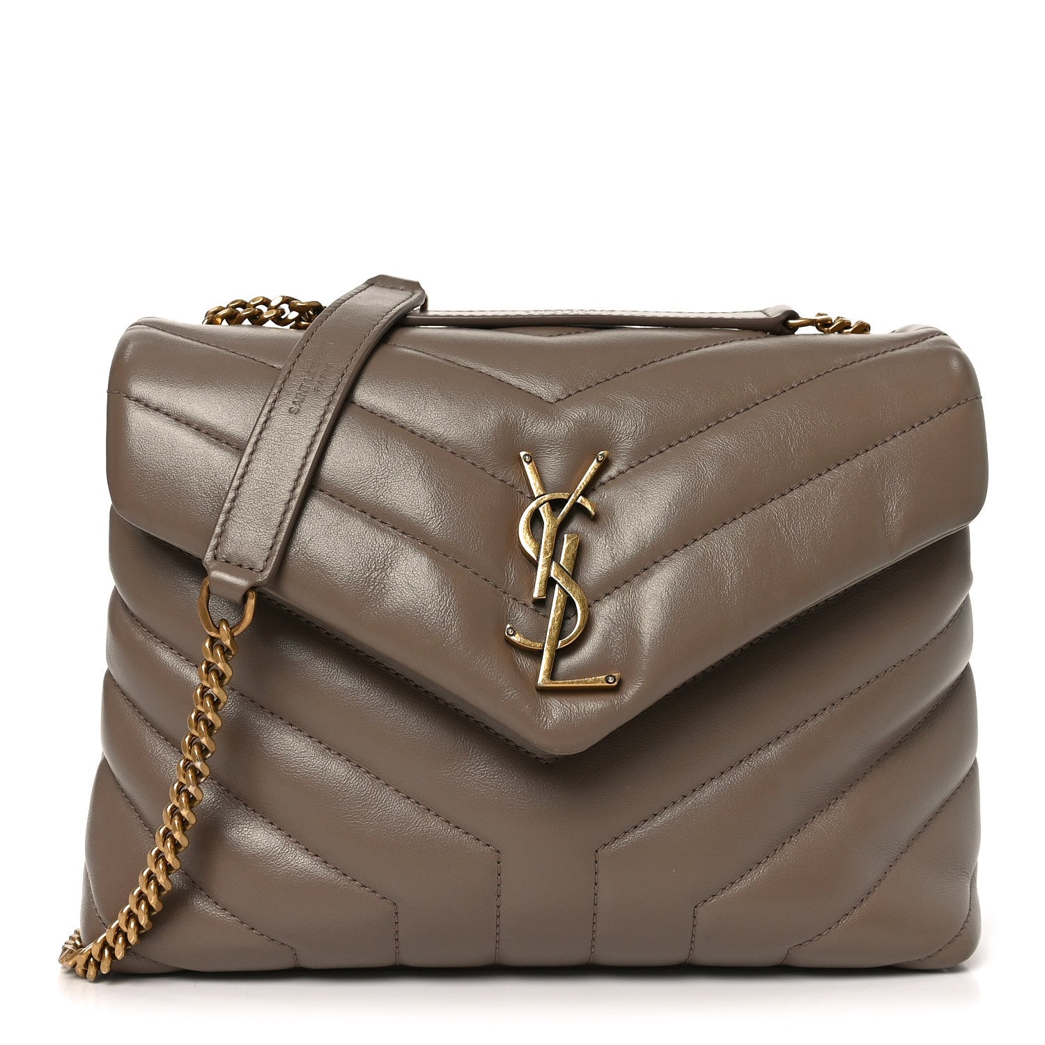 Calfskin Y Quilted Monogram Small Loulou Chain Satchel Dark Beige