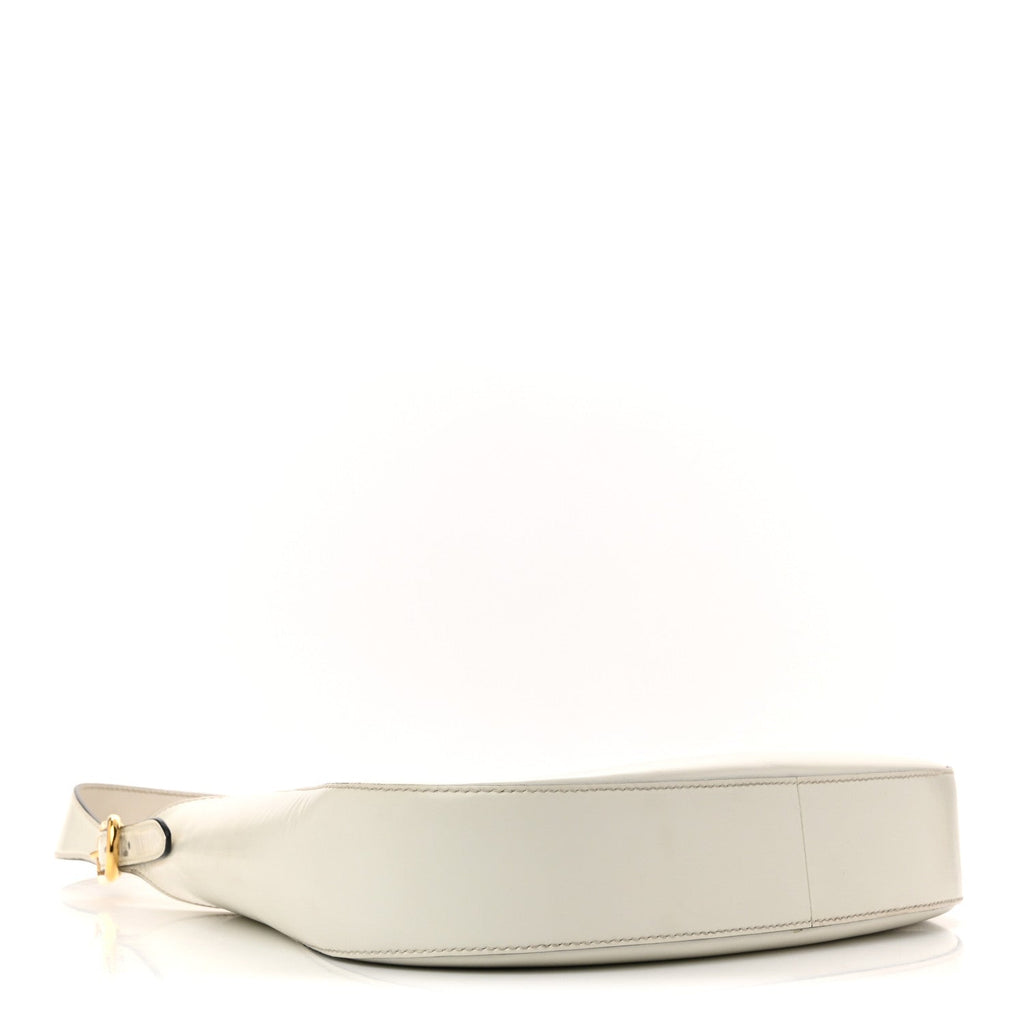 Brushed Calfskin Cleo Adjustable Strap Shoulder Bag White