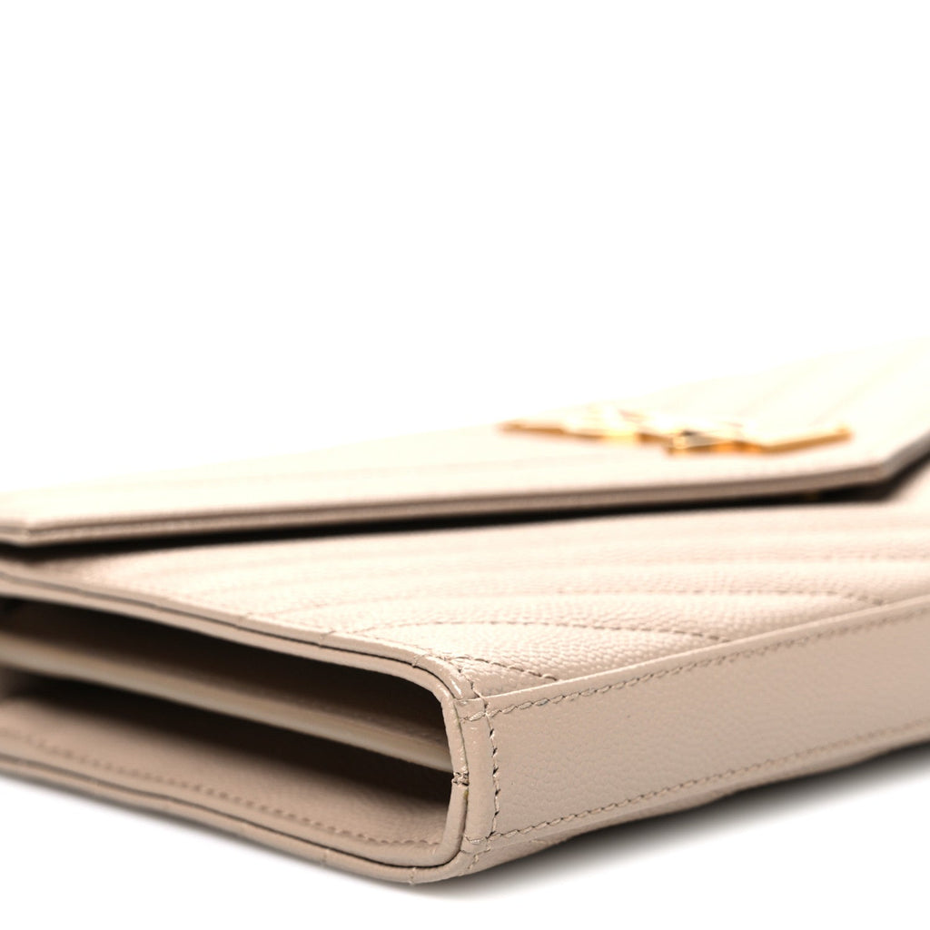 Grain De Poudre Matelasse Chevron Monogram Chain Wallet Nude Powder