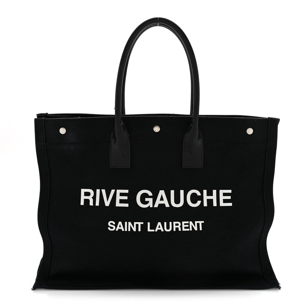 Linen Calfskin Rive Gauche Tote Black