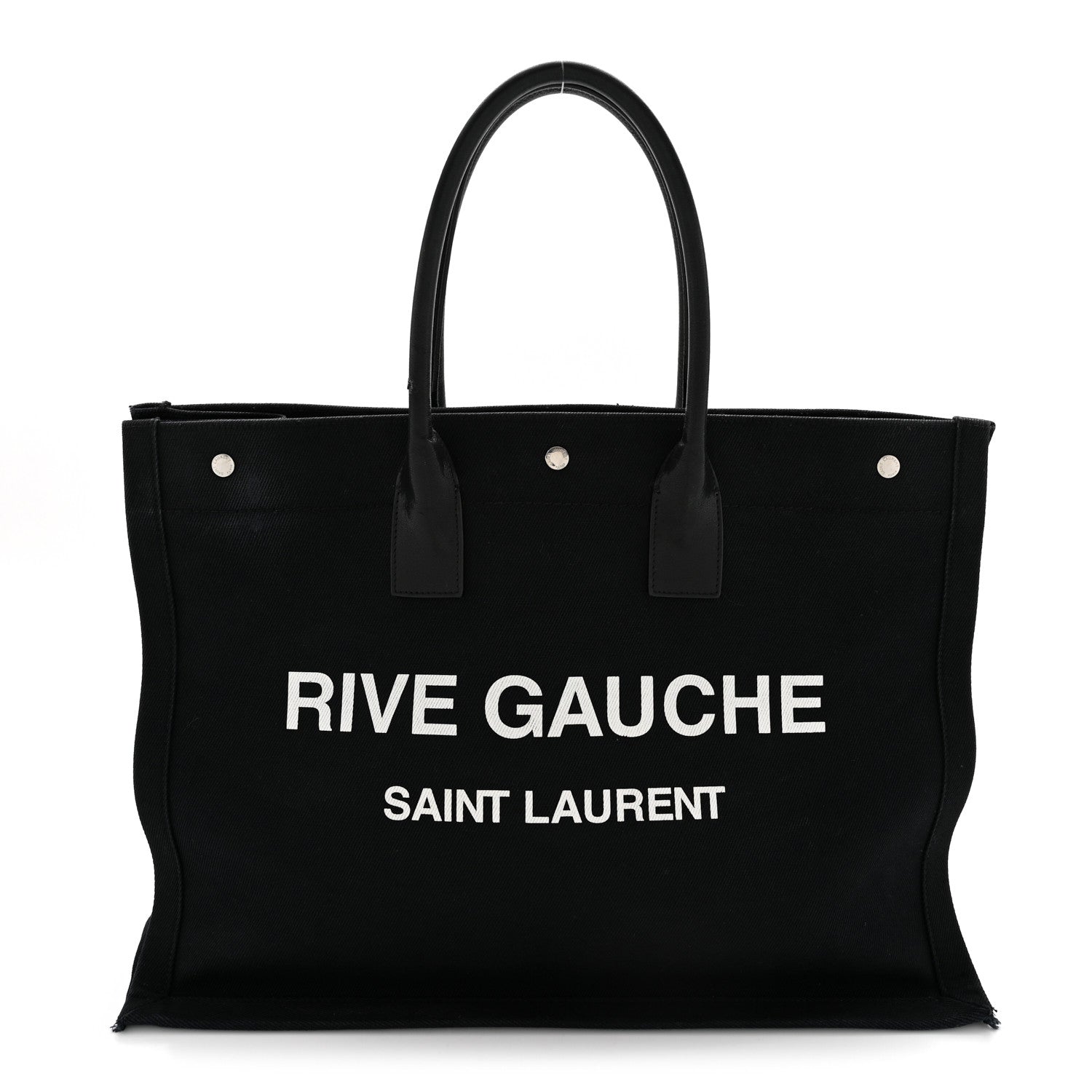 Linen Calfskin Rive Gauche Tote Black