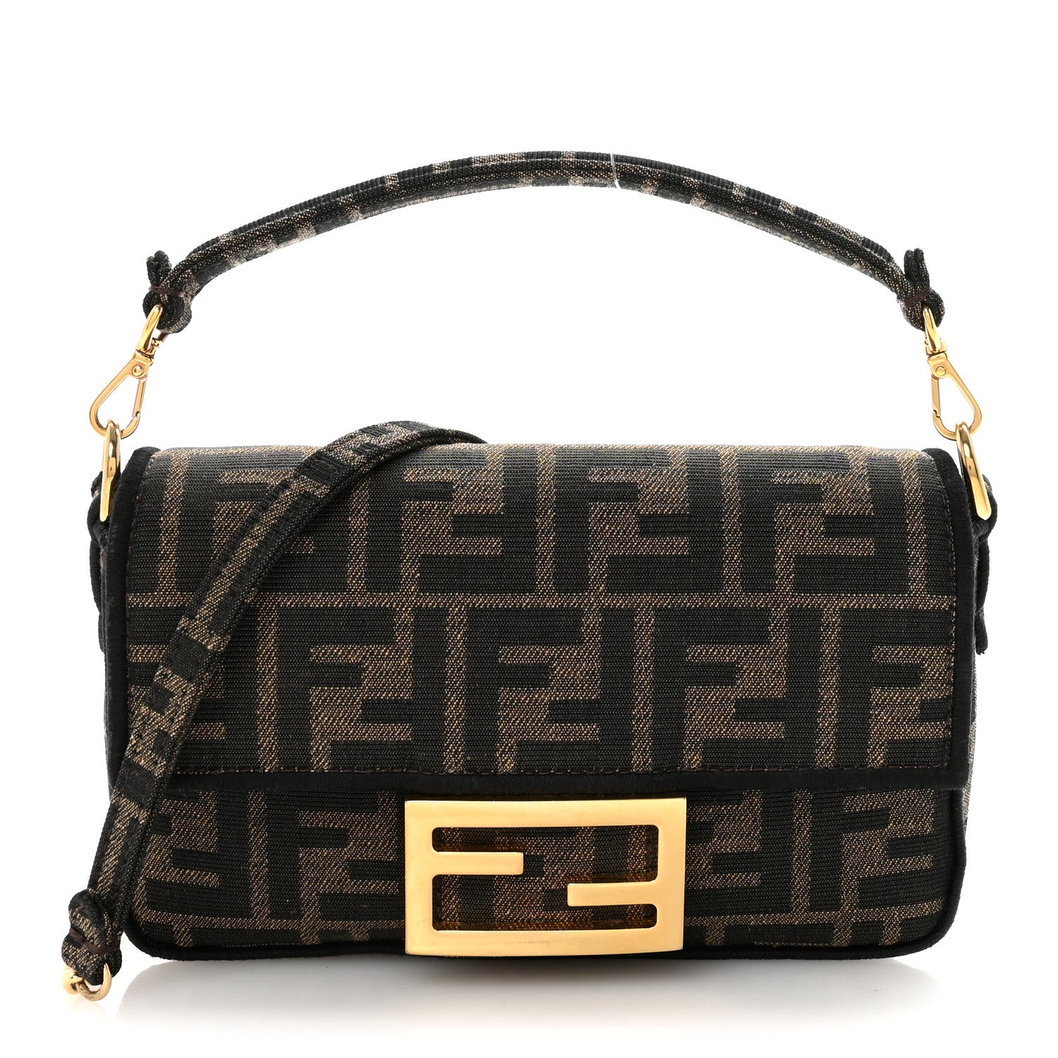 Fabric Jacquard FF 1974 Mini Baguette Tobacco Moro Black