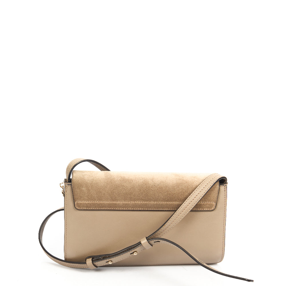 Chloe Cross Body Faye - Wallet on Strap in Motty Grey, Calfskin Leather