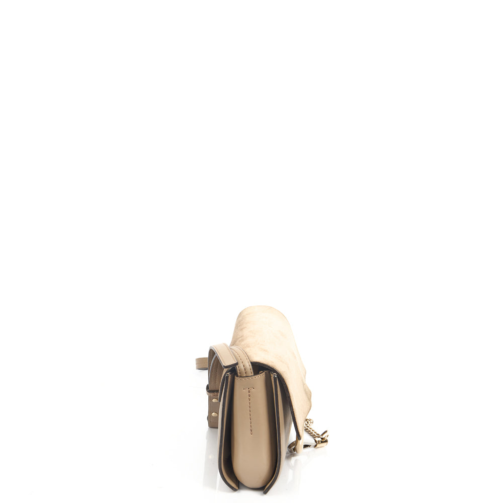 Chloe Cross Body Faye - Wallet on Strap in Motty Grey, Calfskin Leather